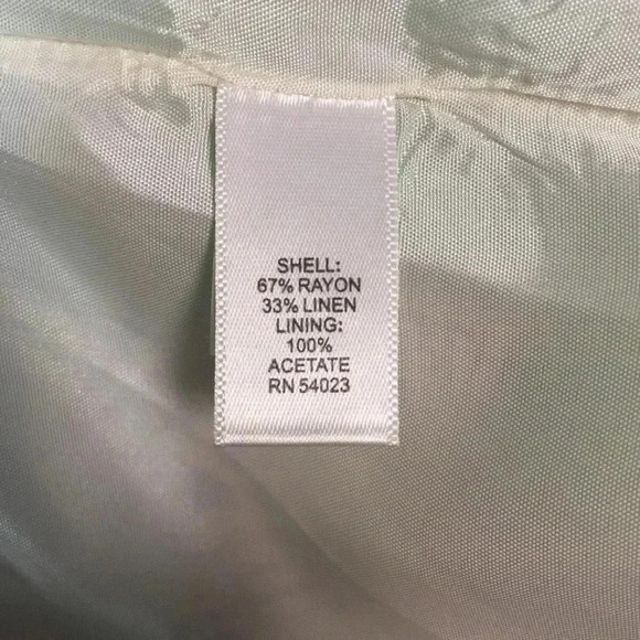 Banana Republic White Green Paisley Dipped Pencil Skirt Linen Size 0P Petite - Picture 4 of 6